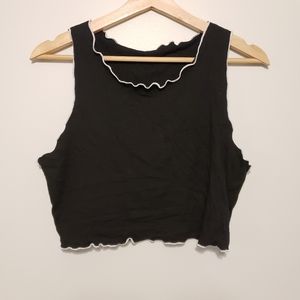 NWOT SHEIN Lettuce Trim Black Tank Top